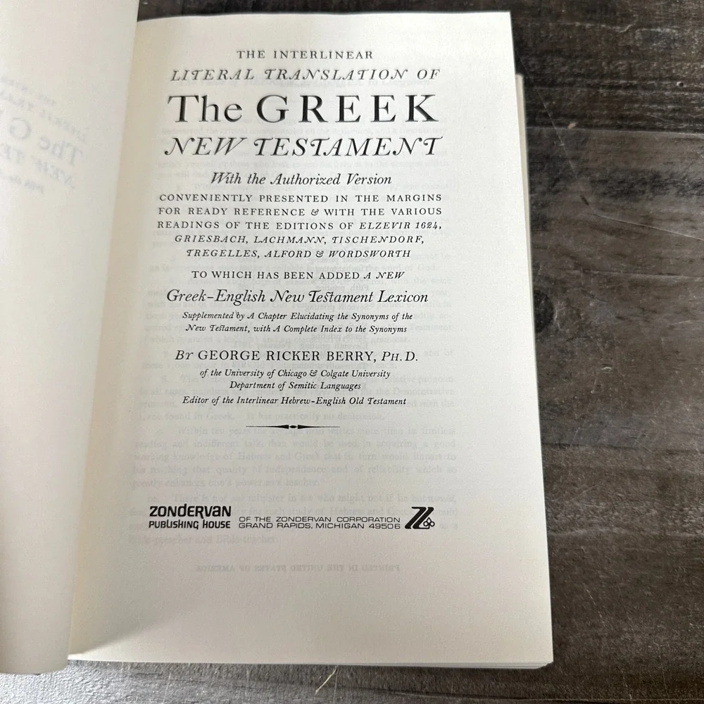 The Interlinear Greek - English New Testament George Ricker Berry Hardcover 1976